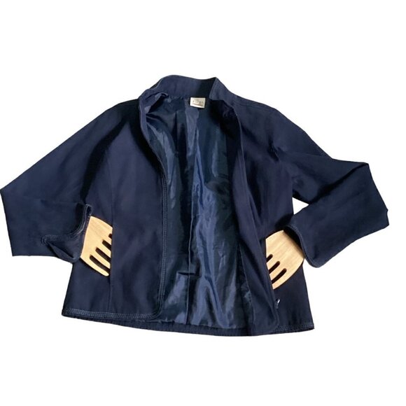 EP Pro Women's Full Zip Golf Jacket Faux Suede Embroidered Trim Sz M Blue #159M - Picture 2 of 9